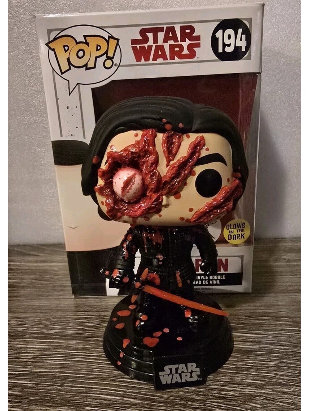 Pop Of The Dead Custom Battle Damaged Funko Kylo Ren GITD